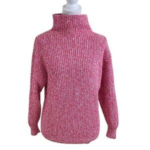 ARITZIA WILFRED WARM PINK WHITE MARLED MOCK NECK DROP SHOULDER SWEATER - S